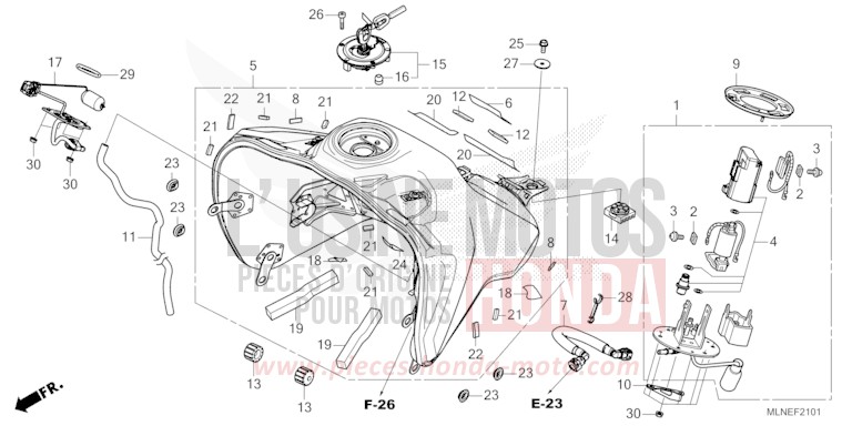 FUEL TANK/FUEL PUMP (2) for CRF1100A PEARL GLARE WHITE (NHB53) from 2025