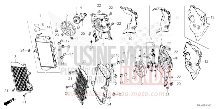 RADIATOR for CRF1100A PEARL GLARE WHITE (NHB53) from 2025
