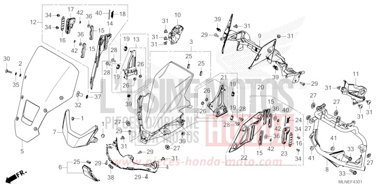 FRONT COVER (2) for CRF1100A PEARL GLARE WHITE (NHB53) from 2025