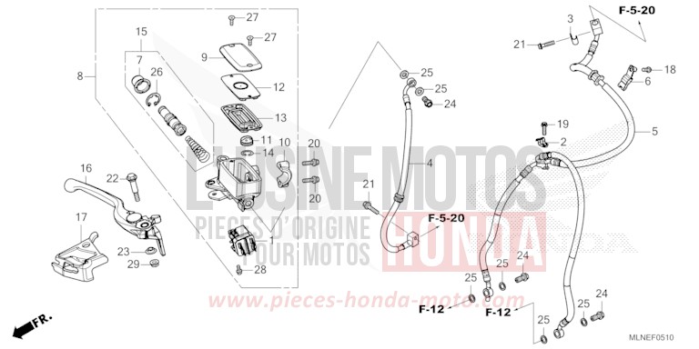 FRONT BRAKE MASTER CYLINDER for CRF1100A MAT IRIDIUM GRAY METALLIC (NHC64) from 2025