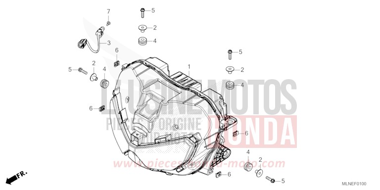 HEADLIGHT (1) for CRF1100A GRAND PRIX RED (R380B) from 2025