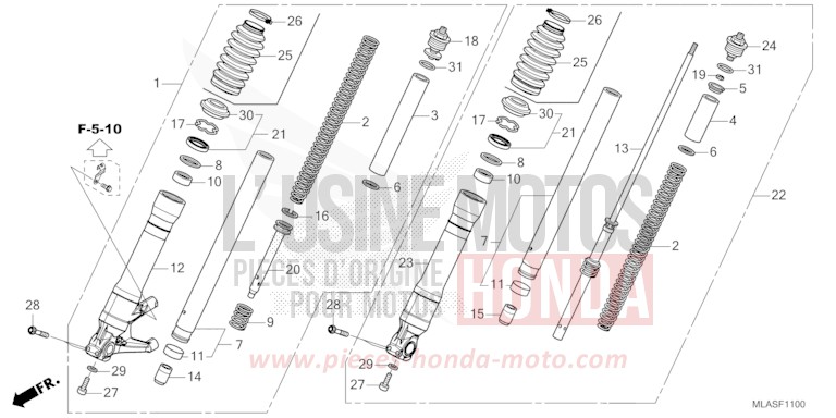 FRONT FORK for CMX1100 PEARL HAWKSEYE BLUE (PB409) from 2025