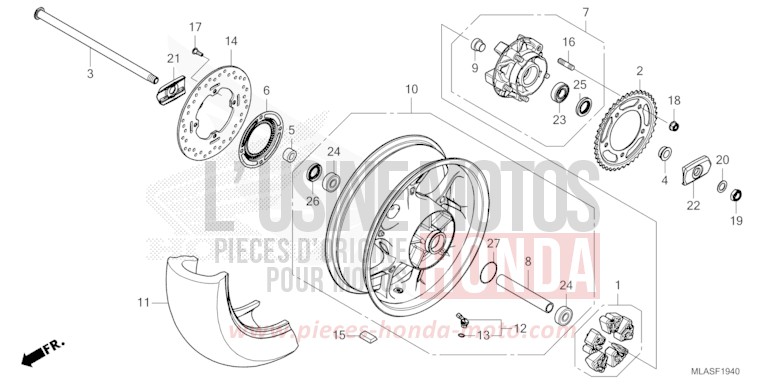 REAR WHEEL for CMX1100 FLARE ORANGE METALLIC (YR368) from 2025
