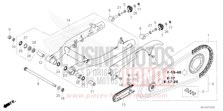 SWINGARM for CMX1100 FLARE ORANGE METALLIC (YR368) from 2025