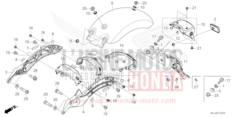 REAR FENDER for CMX1100 FLARE ORANGE METALLIC (YR368) from 2025