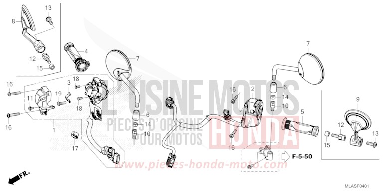 HANDLE SWITCH/MIRROR (CMX1100D/D2/D3) for CMX1100 PEARL HAWKSEYE BLUE (PB409) from 2025