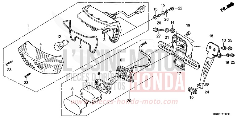 TAILLIGHT/LICENSE LIGHT for XR125L BLACK (NH1) from 2003