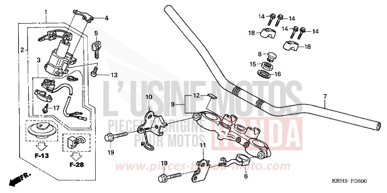 HANDLE PIPE/TOP BRIDGE for XR125L BLACK (NH1) from 2004