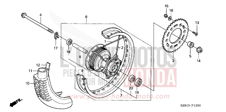 REAR WHEEL for XR125L FIGHTING RED (R134) from 2004