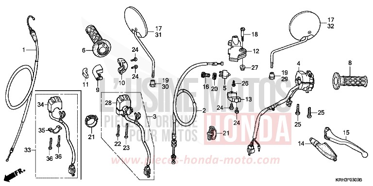 HANDLE LEVER/SWITCH/CABLE for XR125L BLACK (NH1) from 2005