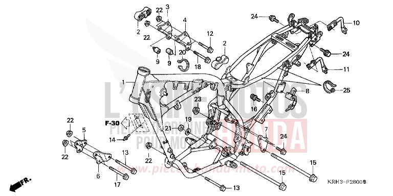 FRAME BODY for XR125L BLACK (NH1) from 2005