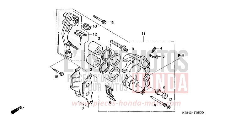 FRONT BRAKE CALIPER for XR125L FIGHTING RED (R134) from 2006