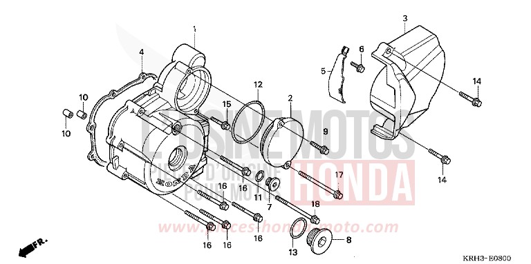 LEFT CRANKCASE COVER (XR125L3,4,5,6,A/EKB) for XR125L ROSS WHITE (NH196) from 2006