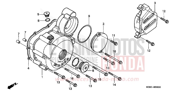 LEFT CRANKCASE COVER for XLR125R BLACK (NH1A) from 1998