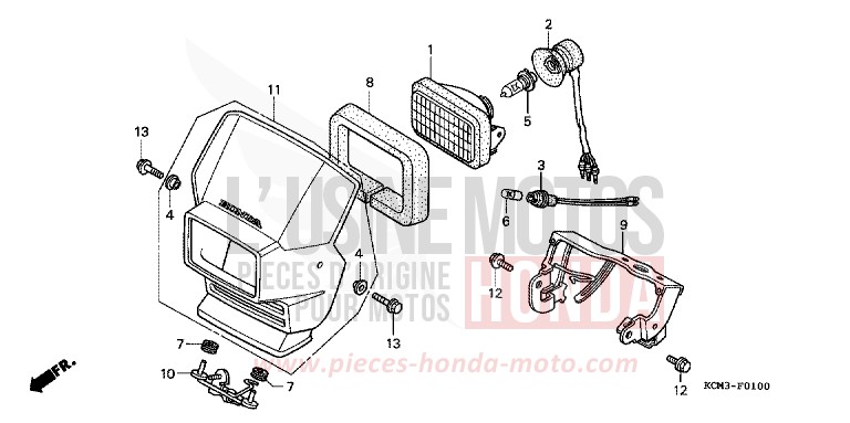 HEADLIGHT for XLR125R BLACK (NH1A) from 1998