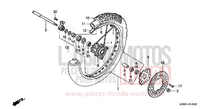 FRONT WHEEL for XLR125R BLACK (NH1A) from 1998