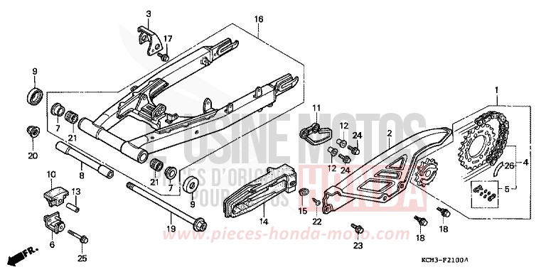 SWINGARM for XLR125R BLACK (NH1A) from 1998