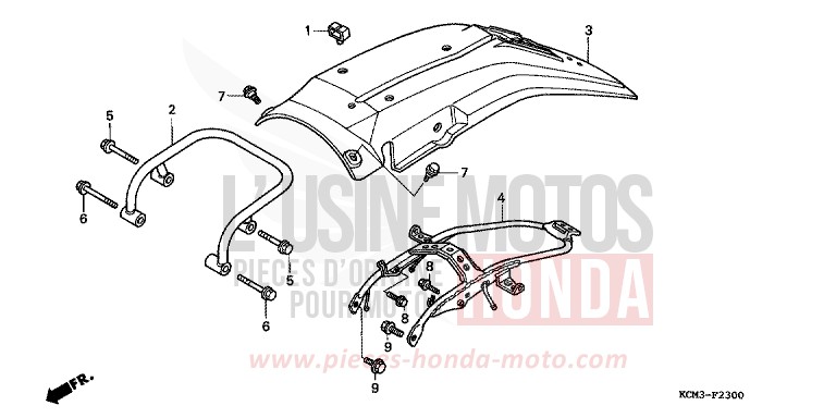 REAR FENDER for XLR125R BLACK (NH1A) from 1998