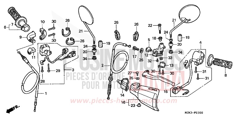 HANDLE LEVER/SWITCH/ CABLE for XLR125R SHASTA WHITE (NH138K) from 1998