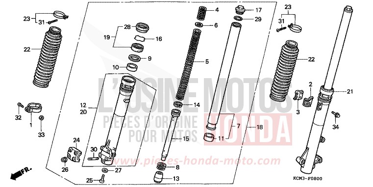 FRONT FORK for XLR125R SHASTA WHITE (NH138K) from 1998
