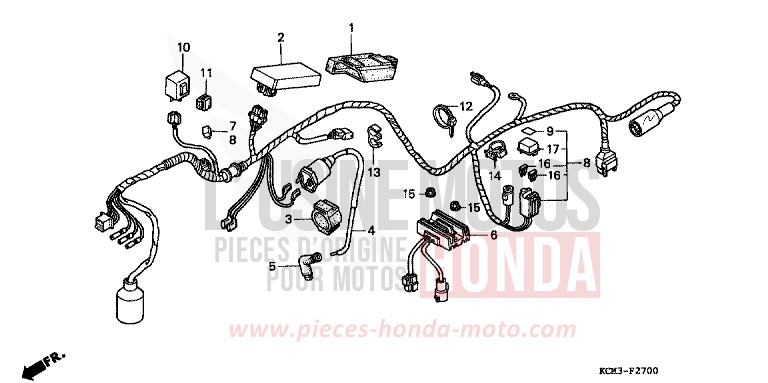 WIRE HARNESS for XLR125R SHASTA WHITE (NH138K) from 1998