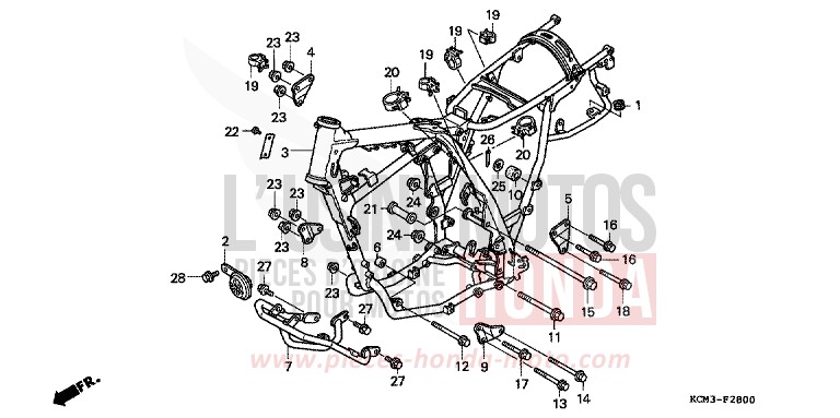 FRAME BODY for XLR125R SHASTA WHITE (NH138K) from 1998