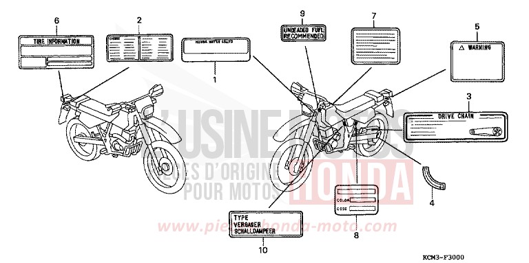 CAUTION LABEL for XLR125R SHASTA WHITE (NH138K) from 1998