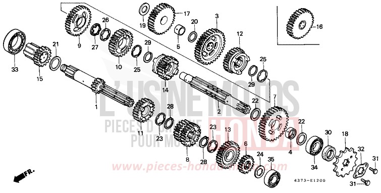 TRANSMISSION for XL125S FIGHTING RED (R134) from 1981