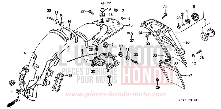 REAR FENDER for XL125S FIGHTING RED (R134) from 1981