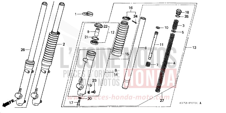FRONT FORK (EXCEPT XL125SZ/A/B,C-CM) for XL125S CORTINA WHITE (NH111) from 1982
