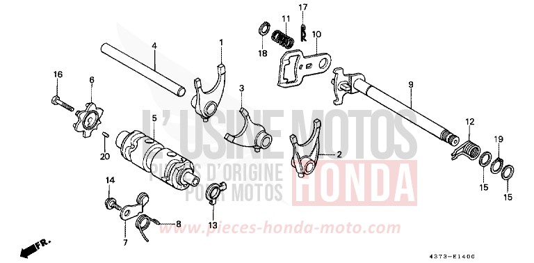 SHIFT DRUM/SHIFT FORK for XL125S MONZA RED (R110) from 1979
