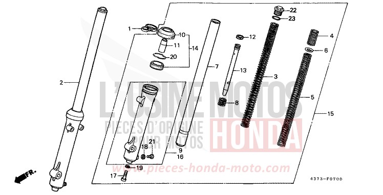 FRONT FORK (XL125SZ/A/B,C-CM) for XL125S TAHITIAN RED (R23) from 1979