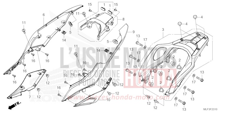 SIDE COWL/REAR CARRIER for NT1100 CANDY CHROMOSPHERE RED (R381) from 2024