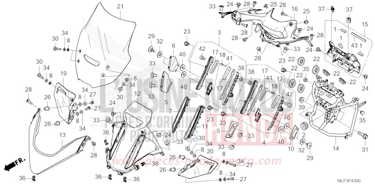 UPPER COWL/WINDSCREEN for NT1100 MAT JEANS BLUE METALLIC (PB417) from 2024
