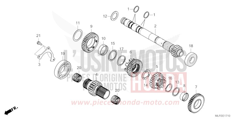 TRANSMISSION (MAINSHAFT) (NT1100D/DE) for NT1100 GUNMETAL BLACK METALLIC (NHC52) from 2025
