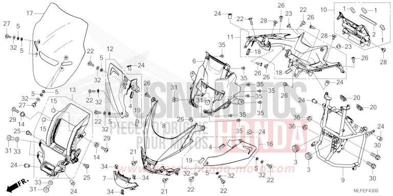 UPPER COWL/WINDSCREEN for NT1100 GUNMETAL BLACK METALLIC (NHC52) from 2025