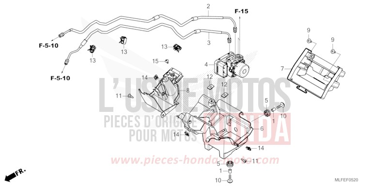 ABS MODULATOR/BRAKE PIPE for NT1100 PEARL HAWKSEYE BLUE (PB409) from 2025