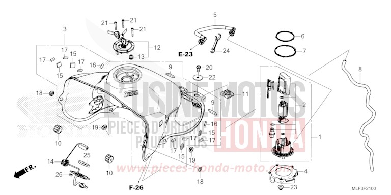 FUEL TANK/FUEL PUMP for NT1100 CANDY CHROMOSPHERE RED (R381) from 2024