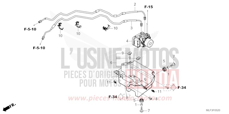 ABS MODULATOR/BRAKE PIPE for NT1100 MAT IRIDIUM GRAY METALLIC (NHC64) from 2024