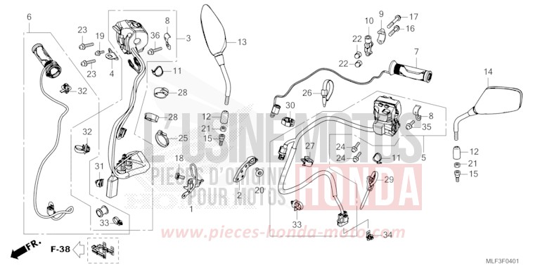 HANDLE SWITCH/MIRROR (NT1100D) for NT1100 MAT JEANS BLUE METALLIC (PB417) from 2024