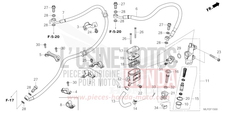 REAR BRAKE MASTER CYLINDER for NT1100 MAT WARM ASH METALLIC (YR386) from 2025