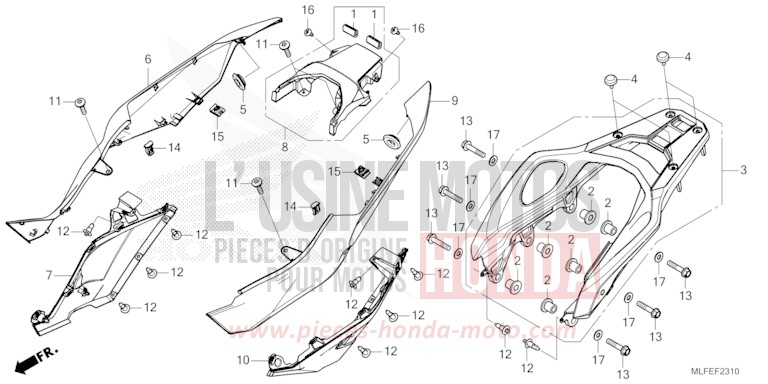 SIDE COWL/REAR CARRIER for NT1100 MAT WARM ASH METALLIC (YR386) from 2025