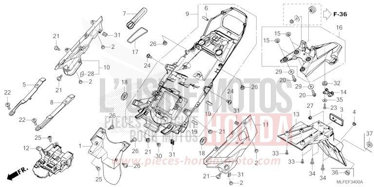 REAR FENDER for NT1100 MAT WARM ASH METALLIC (YR386) from 2025