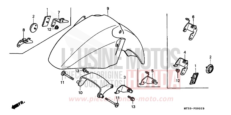FRONT FENDER for Pan-European CANDY GLORY RED-U (R101D) from 1990
