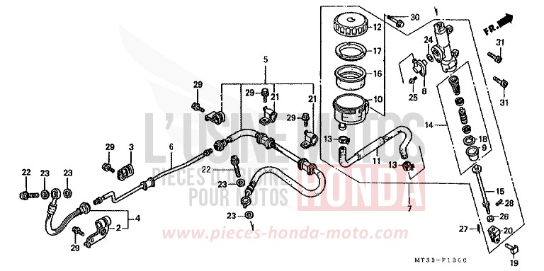 REAR BRAKE MASTER CYLINDER for Pan-European GRAND GREEN METALLIC (G137D) from 1990