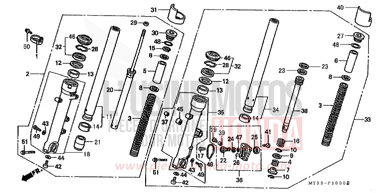 FRONT FORK for Pan-European PRARL ARDENT RED (R170D) from 1990