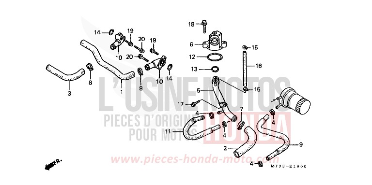 WATER PIPE for Pan-European BLACK (NH1D) from 1991