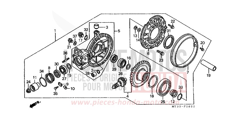 FINAL DRIVEN GEAR (ST1100L/M/N/P/R) for Pan-European PEARL MULBERRY RED (R178D) from 1991