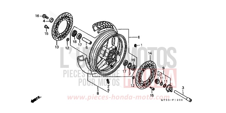 FRONT WHEEL (ST1100L/M/N/P/R) for Pan-European BLACK (NH1D) from 1992