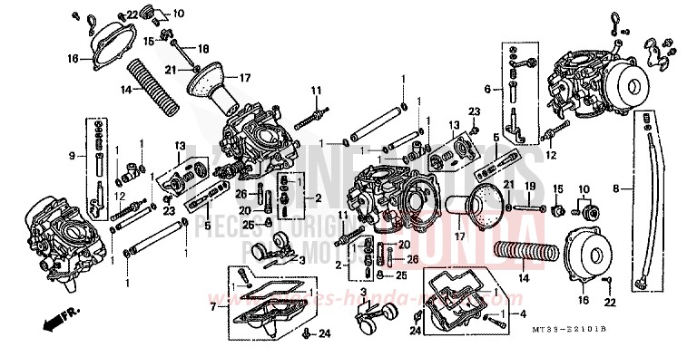 CARBURETOR (COMPONENT PARTS) for Pan-European BLACK-Z (NH1ZD) from 1992